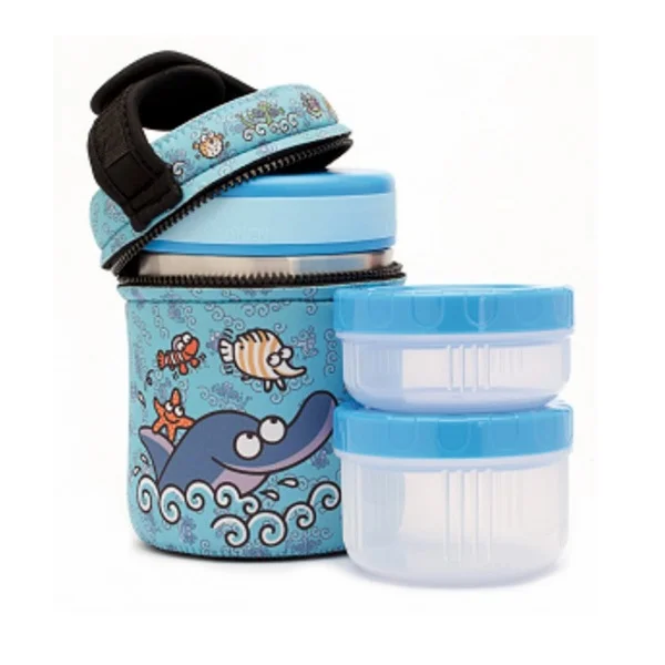 Laken Neopren Kılıflı Çelik Yemek Termosu (Delfin) 1L