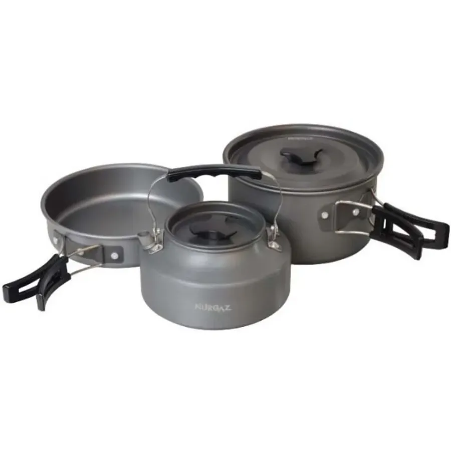 Nurgaz Kamp Tencere Tava ve Çaydanlık Seti  