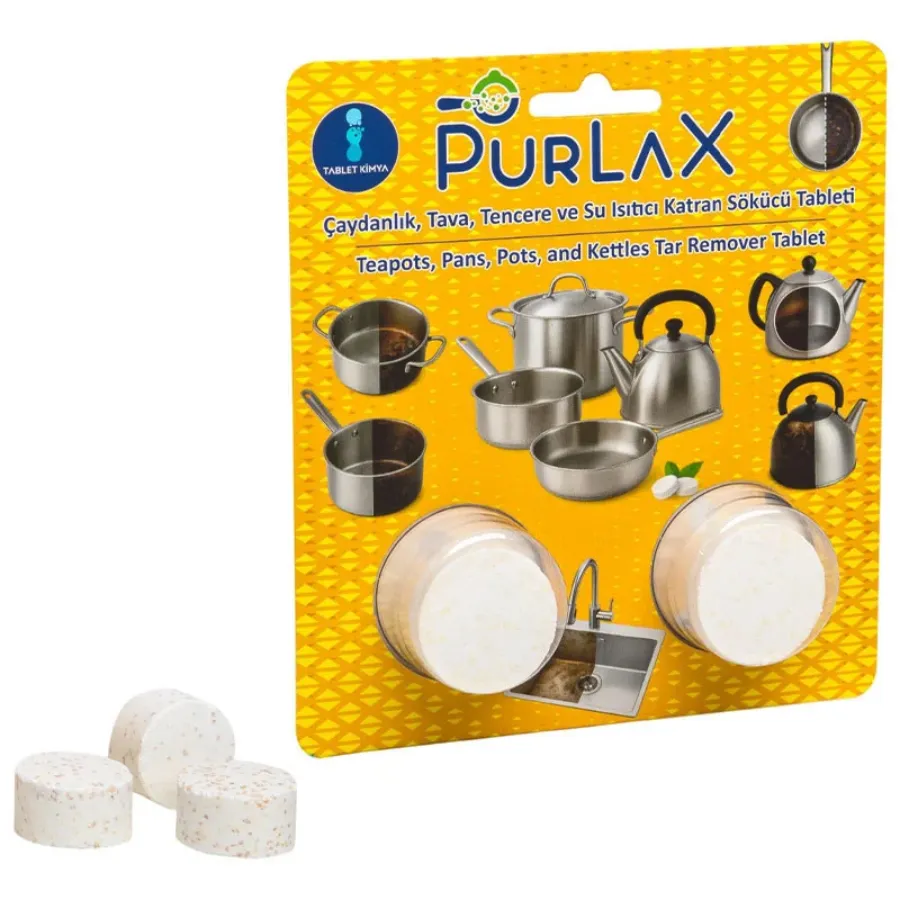 CoffyTab Purlax Su Isıtıcısı, Çaydanlık, Tava, Tencere ve Evye Temizlik Tableti - 2'li Paket  