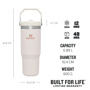 Stanley 0.89L The IceFlow Flip Straw Tumbler - Rose Quartz(Açık Pembe) için detaylar